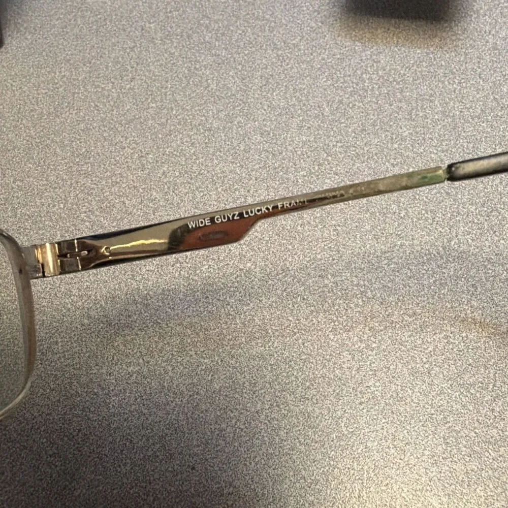 Wide Guyz LUCKY Rectangle Metal Eyeglass FRAMES Brown 60-17 150 Full Rim seepics